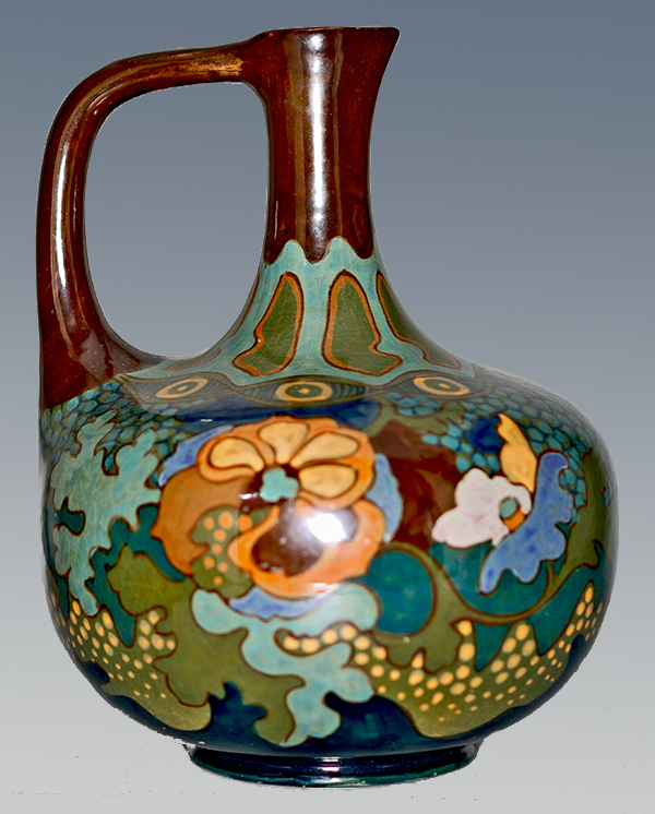 Nr.: 114, On offer decorative pottery made by Ram Arnhem, Description: Plateel Vase, Height 27 cm width 21 cm, period: Year 1907-1933, Decorator : unknown, 