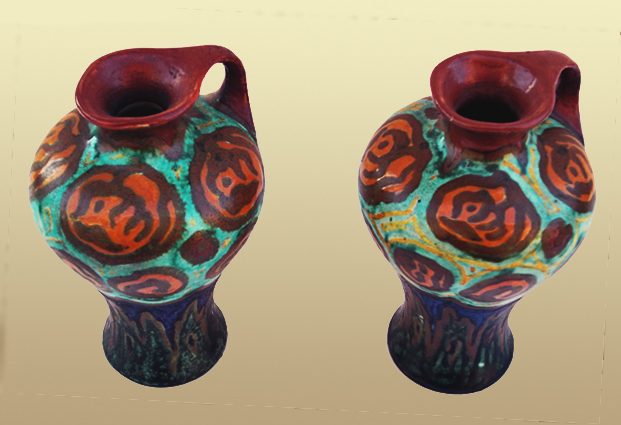 Nr.: 116, On offer decorative pottery made by Schoonhoven, Description: stel Plateel Vases, Height 14,5 cm width 9,2 cm, period: Year 1920-heden, Decorator : unknown, 