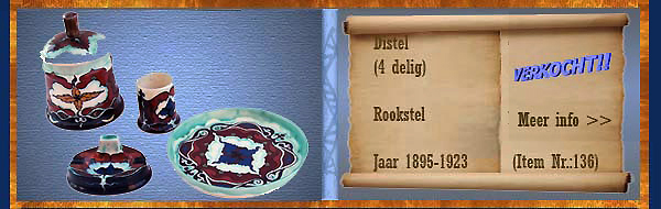 Nr.: 136, Te koop aangeboden sieraardewerk van Distel