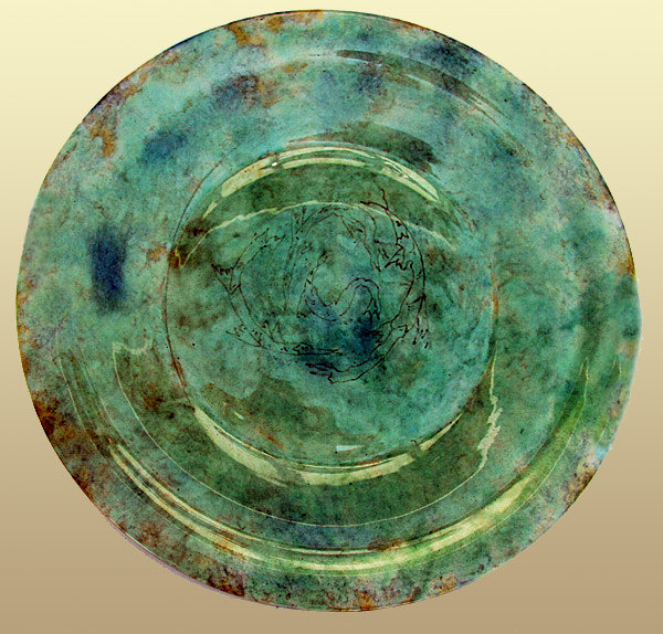 Nr.: 160, Reeds verkocht :  sieraardewerk van Ram Arnhem, Omschrijving: Plateel Bord, Diameter 40 cm , Periode: Jaar 1925, Schilder : H. van Lerven, 