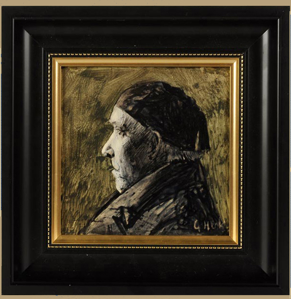 Nr.: 180, Already sold :
 decorative pottery made by Rozenburg  Plateel tile, Height 15 cm , width 15 cm, Year 1885, painted by Gerke Henkes  