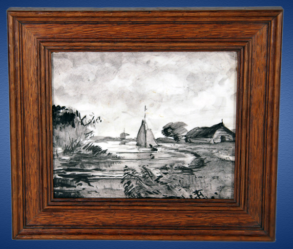 Nr.: 241, Already sold : decorative pottery made by Rozenburg  Plateel WFG tile, Height 14 cm , width 16,5 cm , Year 1890 , D. Harkink