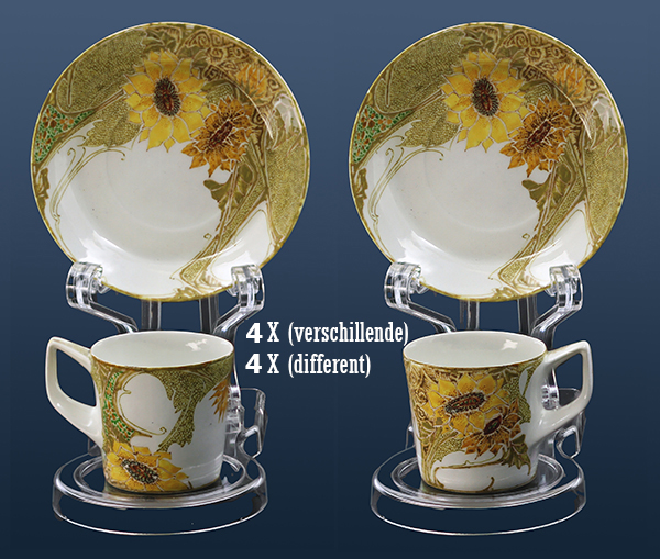 Nr.: 291, Te koop aangeboden  6 prachtige Rozenburg eierschaal (mokka) kopjes met schoteltjes 