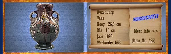 Nr.: 425, Te koop aangeboden sieraardewerk van Rozenburg