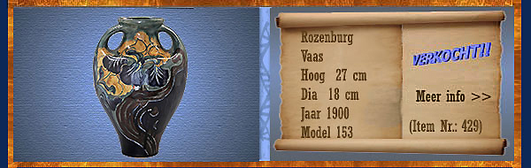 Nr.: 429, Te koop aangeboden sieraardewerk van Rozenburg
