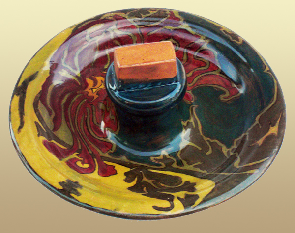 Nr.: 54, Reeds verkocht : sieraardewerk van Rozenburg, Omschrijving: Plateel Luciferhouder, Hoog 6 cm Breed 14,5 cm, Periode: Jaar 1901, Schilder : Onbekend, 