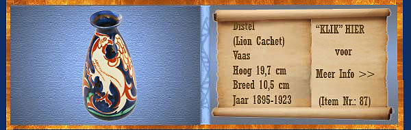Nr.: 87, Te koop aangeboden sieraardewerk van Distel