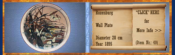 Nr.: 49, On offer decorative pottery of Rozenburg	, Description: Plateel Plate, Diameter 28 cm , Period: Year 1895, Decorator : Unknown, 